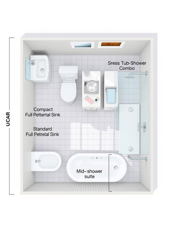 How to Understand Standard Bathroom Dimensions and Sizes 2 compact to master proportional functional layouts