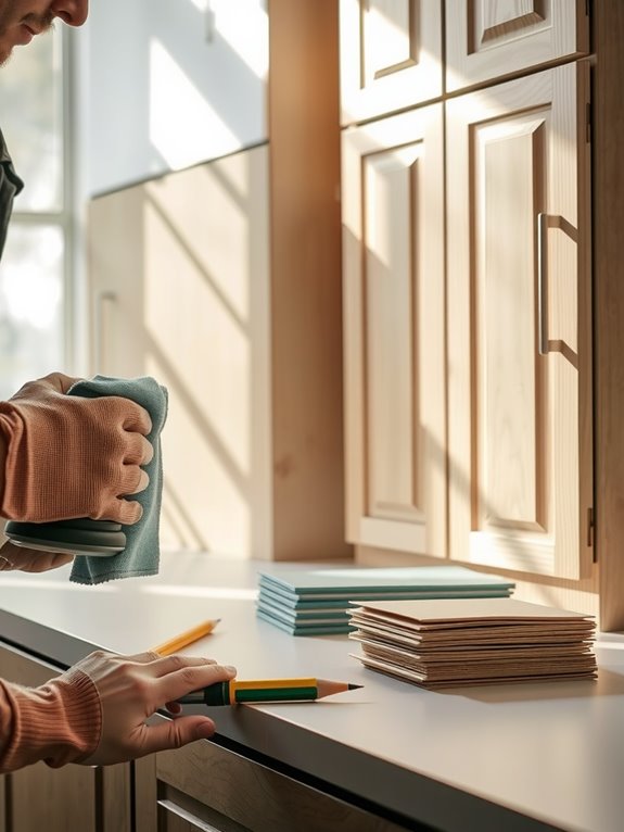 How to Reface Kitchen Cabinets in 10 Simple Steps 5 degrease clean sand inspect cabinets