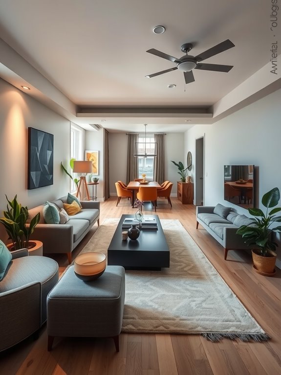 floating furniture away from walls rug anchors