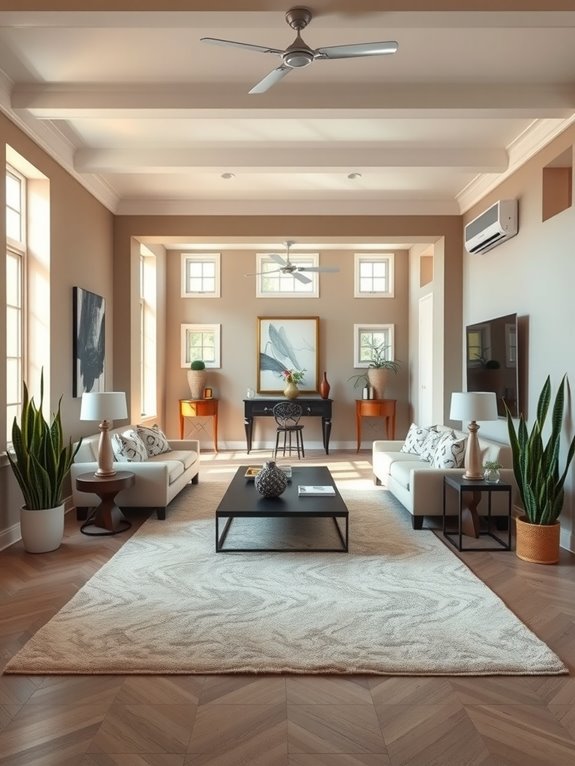 floating furniture defines zones rugs anchor spaces