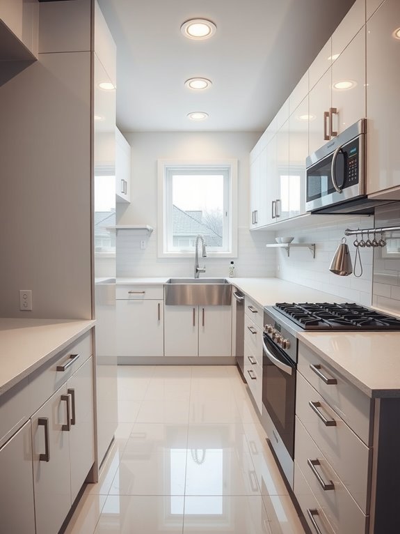 galley kitchen efficient work triangle