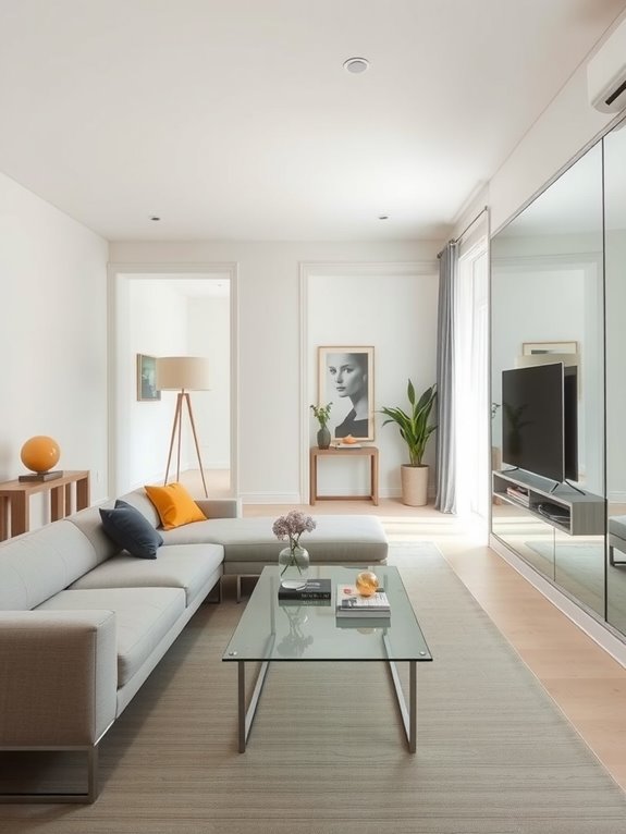 mirrors brighten narrow rooms