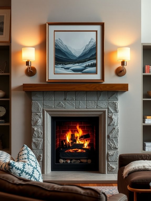 7 Tips on Where to Put Sconces in Your Living Room 3 paired sconces frame focal point