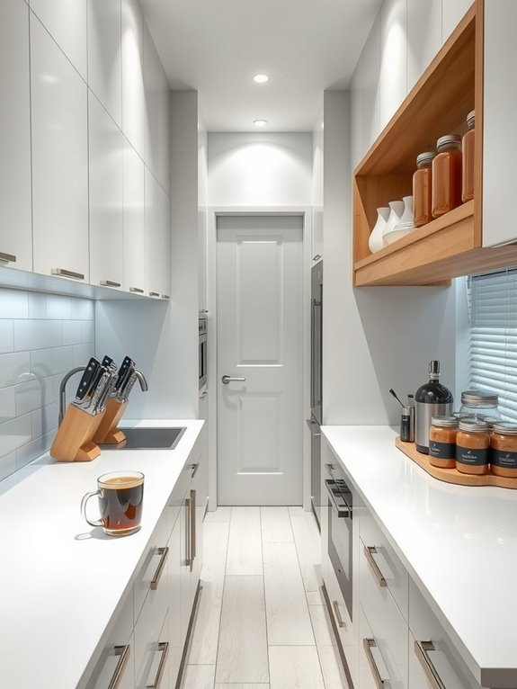 pull out drawers with floating shelves
