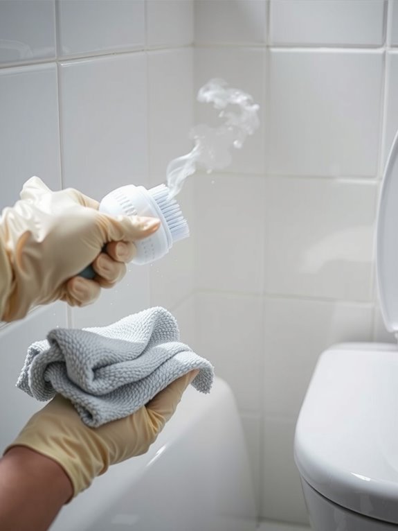 scrub grout base dry thoroughly