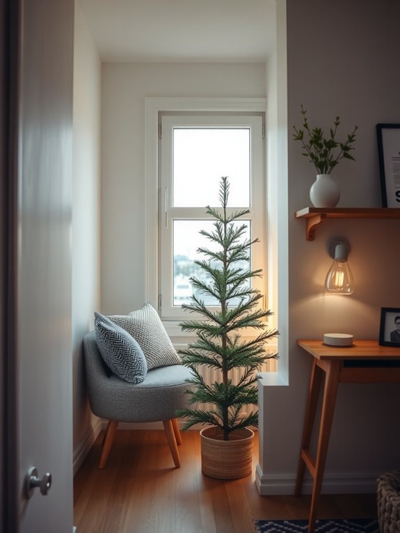 10 Smart Spots to Put a Christmas Tree in a Small Living Room 5 slim vertical trees maximize small spaces