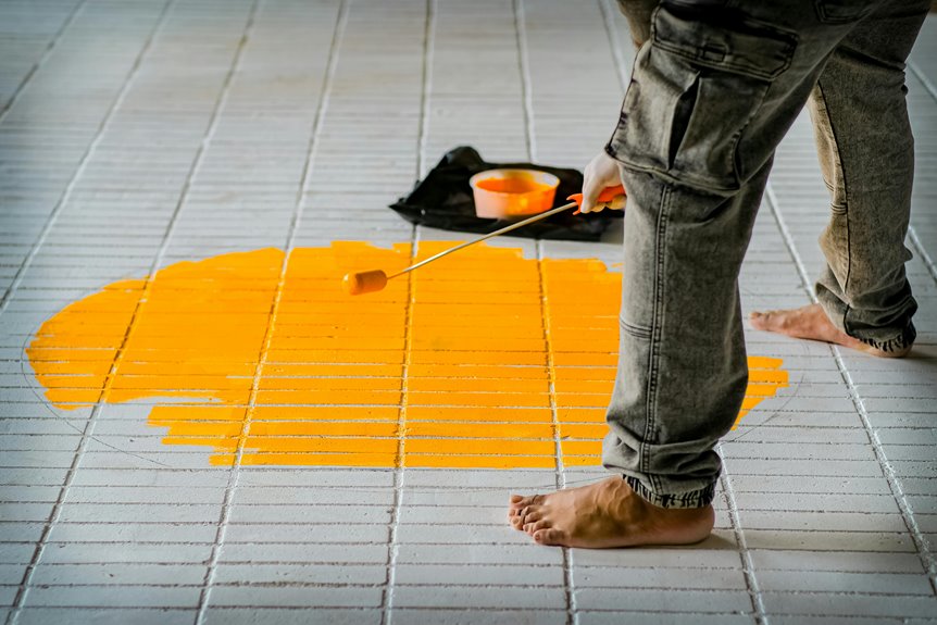 three step vinyl flooring painting