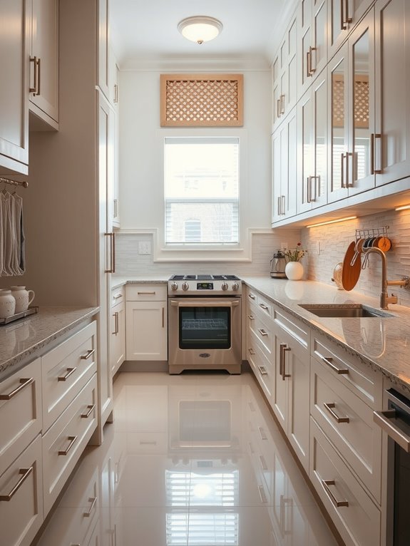 vertical storage frees galley kitchens