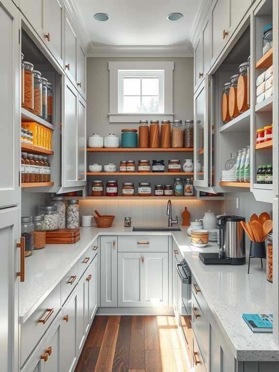 wall hung cabinet organized dry goods